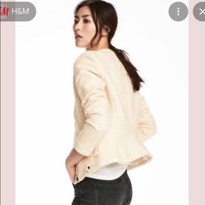 H&M textured biker jacket, ivory color, size 4, worn once